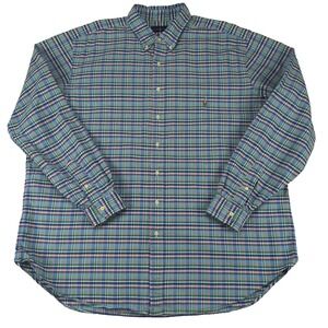 Ralph Lauren Mens 2XLT Plaid Button Down Shirt Blue Green‎ Long Sleeve Tall